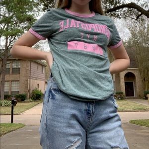abercrombie green and pink basic tee- BRAND NEW